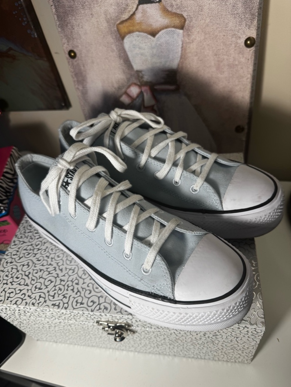 🥳Converse All Stars Renew Canvas Low-Top Light Blue Sneakers
